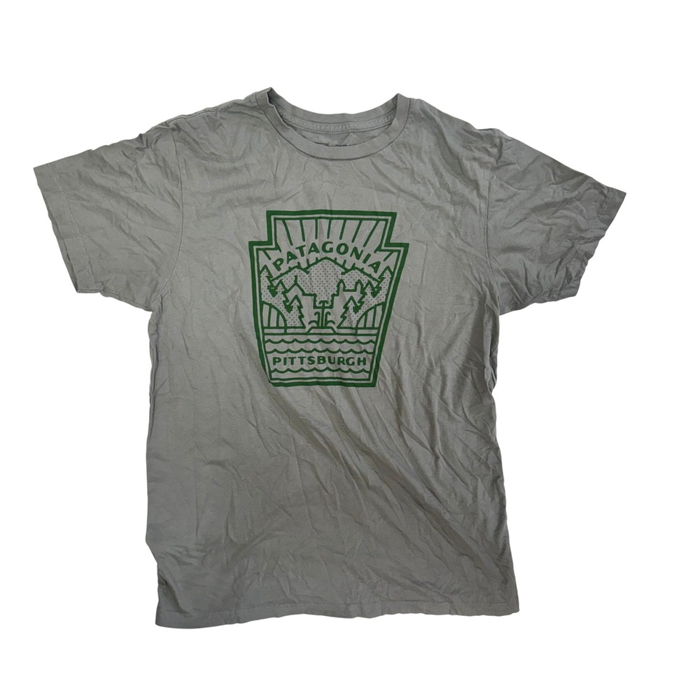 Patagonia Mens Pittsburgh Keystone Graphic T-Shirt Grey Slim Fit Medium